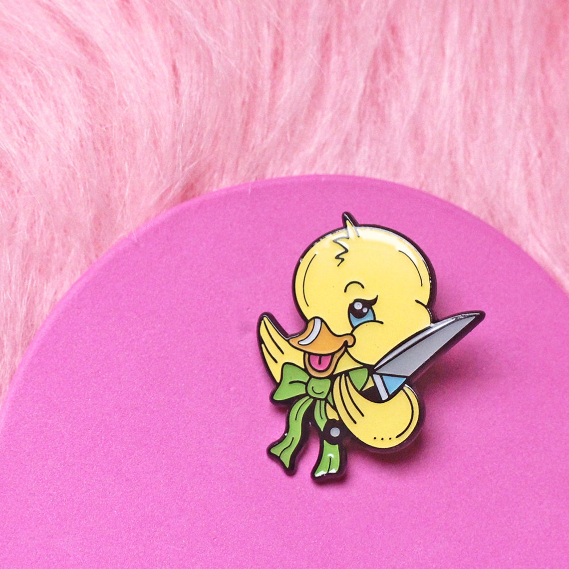 Cute duck with knife enamel pin ducky pin creepy cute Etsy