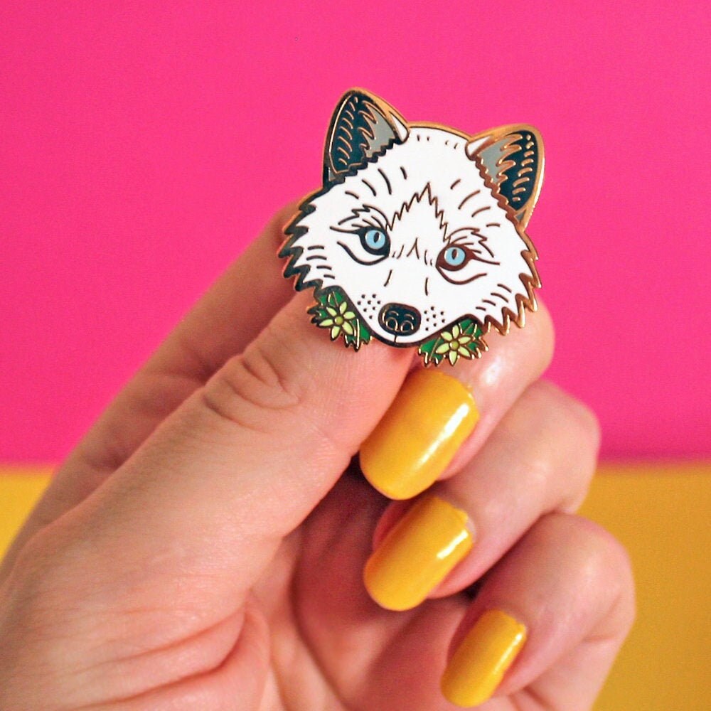 Starry Arctic Fox Enamel Pin