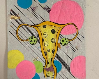 Uterus painting on handmade paper