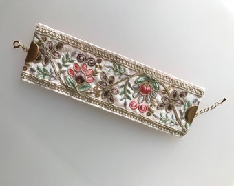 Indian embroidery ribbon bracelet