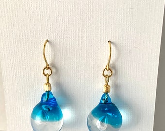 Bubble Glass Earrings (Blue x Clear)
