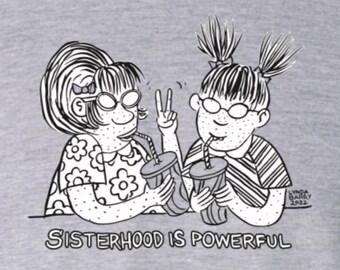 SISTERHOOD! gray XXL ultra-soft *unisex* tee w/crisp white & black ink