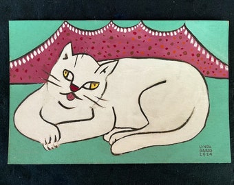 FRIPP - new original painting 7.5" x 5.5" - ink and gouache on cardboard by Lynda Barry 2023 - Fundraiser!