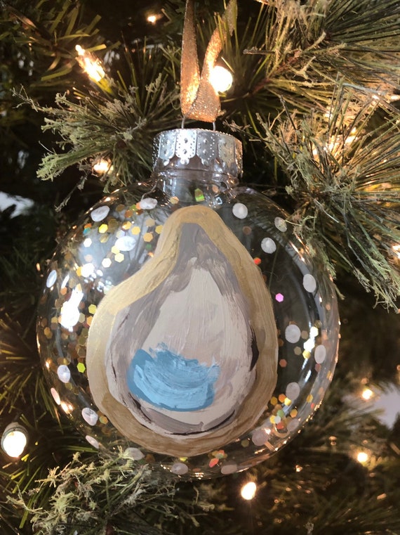Hand Painted Oyster Shell Ornament | Etsy