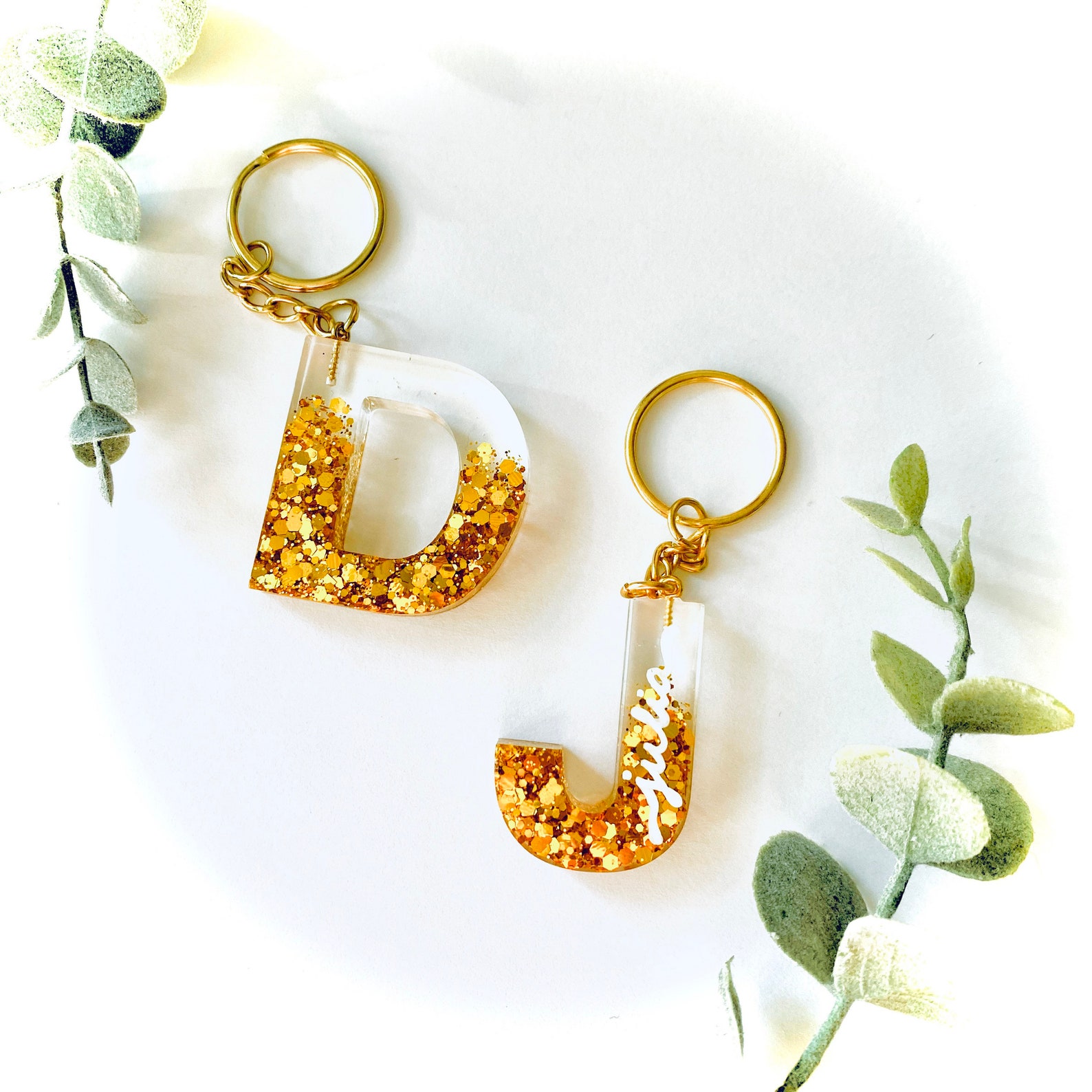 Gold Custom Letter Keychain Etsy