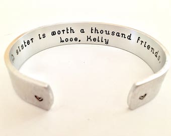 Sister Birthday Gift,  turning 21,30,40,50,60,70,80. Birthday bracelet.  Customize me!  - by TheSilverSwing