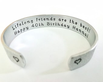 40th birthday gift. Forty and Fabulous! Personalized Bracelet for friend birthday/ Personalized Gifts for 30|40|45|50|60|70|75|80 year old!