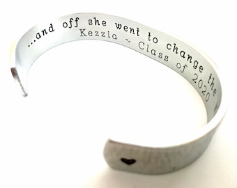 Graduation Gift,  Promotion Gift, Best Grad Gift, Graduation Present, Class of 2023, Personalized Cuff, Custom Bracelet, by Thesilverswing