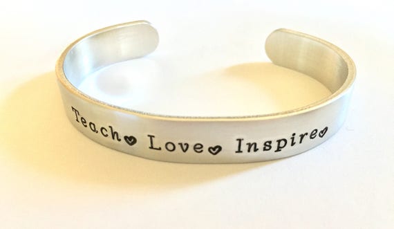 Teacher Gift Teach Love Inspire Teacher Bracelet Customize | Etsy