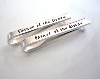 Personalized Tie Bars, Two Tie Clip,  Wedding Party gifts, Father of the Groom Gift, Groom, Father of the Bride Gift, Father's Day Gift