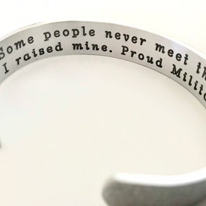 Military Mom Gift, Christmas gift, Custom Cuff, Military Wife Gift, Navy, Air Force, Marine, Army Gift, Personalized Cuff, by thesilverswing