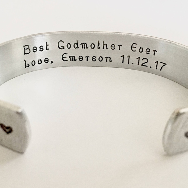 Godmother Bracelet/ Baptism Bracelet - "Best Godmother Ever"-Personalized Bracelet, Godparent Gift by TheSilverSwing