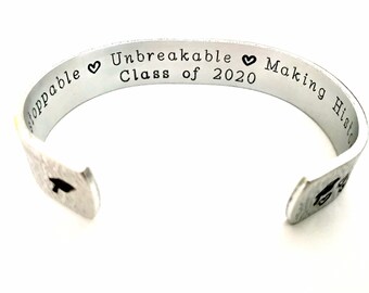 Gift for Daughter, Daughter bracelet, Birthday gift, Graduation Gift, Gifts for her, Personalized Cuff, beautiful girl you can do it. 2020