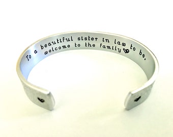 Sister-in-law Present,  Bridesmaid Gift, Customize Your Message-Personalized Bracelet, by TheSilverSwing