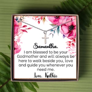 Goddaughter Birthday Gift |  Goddaughter Necklace | Goddaughter Gift | Goddaughter Gift From Godmother Silver Cross Necklace