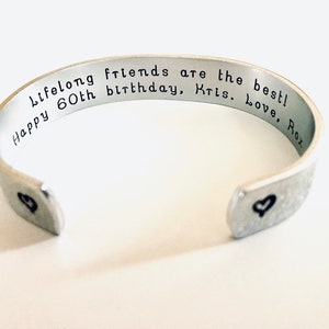 60th birthday gift| bracelet| Best Friend Birthday Gift| Personalized Cuff| Custom Bracelet