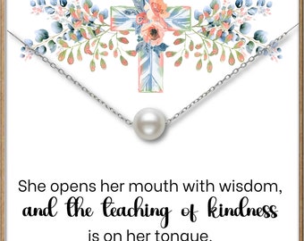 Mother's Day Gift | Mom Gift | Mother's Day Jewelry | Mother's Day Gift From Kids | Mom Birthday Gift | Pearl Necklace | Proverbs 31:26