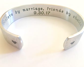 Sister-in-law Present,  Bridesmaid Gift, Customize Your Message-Personalized Bracelet, by TheSilverSwing