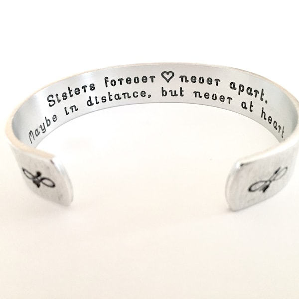 Sister Gift, Sister Birthday Gift, Sister Distance Gift, custom sister bracelet, custom cuff, personalization, personalized Cuff