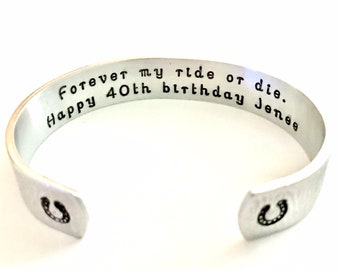 My Ride or Die. 40th birthday gift. Soul sister Gift. Sisters at heart birthday gift| Best Friend Gift | Bracelet Gift by TheSilverSwing