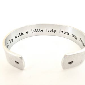 Best friend gift, Bridesmaid gift, personalized friendship bracelet. I get by with a little help from my friends, Personalized Bracelet