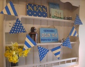 Cornishware Design Wooden Bunting Made in Cornwall Approx 1.5m long. Seaside. Coast. Surf. Interiors. Kitchen. Vintage