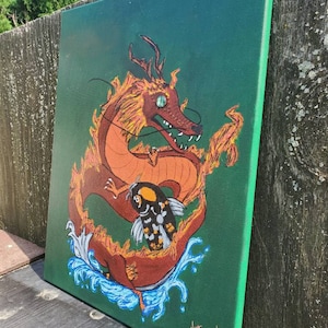 Dragon & Koi 3D painting
