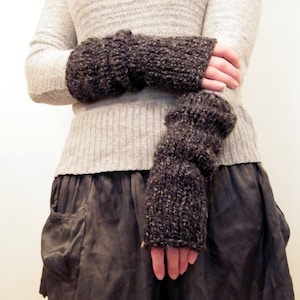 Hand Knit Women&#39;s Fingerless Gloves Long Arm Warmers for Women, Chunky Knitted Gloves Winter Clothing Handmade Gift For Her