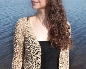 Hand Knit Cropped Cardigan for Women Summer Knit Coverup Sheer Handmade Bolero Shrug/ The CARTER Cardigan