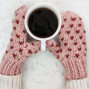 Custom Colors Hand Knitted Mittens For Women Wool Fair Isle Handmade Mittens Cozy Winter Accessories Gift for Her - AVA Heart Mittens