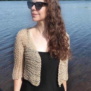 Cardigan for Women Summer Knit Cardigan with Quarter Sleeves Coverup Handmade Clothing Sheer Hand Knitted Bolero Shrug/ The Carter Cardigan