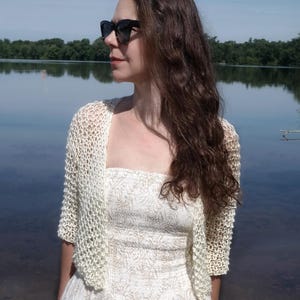 Cropped Cardigan Bolero for Dress Women Loose Knit Sweater Handmade Clothing Summer Wedding Sheer Hand Knitted Shrug/ The Casey Cardigan