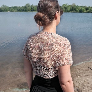 Cotton Short Sleeve Summer Shrug Bolero for Women: Sheer Lightweight Hand Knit Summer Cover-Up/ Samia Shrug