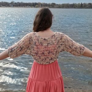 Hand Knit Cotton Bolero Shrug for Women: Sheer Summer Cover-Up/ Samia Shrug