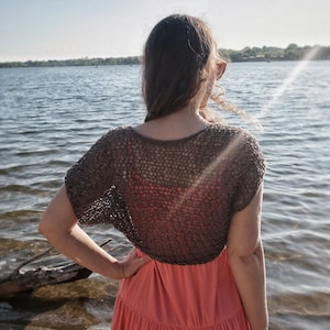 Cotton Summer Crochet Bolero Sheer Short Sleeve Hand Knit Shrug for Women Handmade Clothing Loose Knitted Shrug for Dress/ Samia Shrug