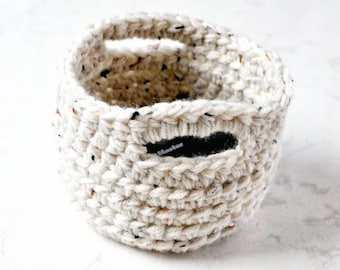Mini Storage Crochet Basket with Handles- Hand Crocheted Nesting Baskets, Handmade Gift for Home | The Oslo Organizer