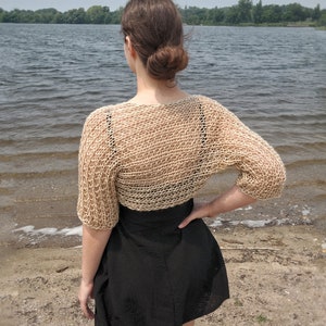 Summer Bolero Shrug Knit, Shrug for Women Handmade Clothing Fall Summer Shrug for Dress Knit Sheer Loose Knitted Bolero Crochet image 1