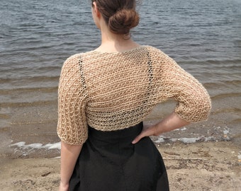Summer Bolero Shrug Knit,  Shrug for Women Handmade Clothing Summer Shrug for Dress Knit Sheer Loose Knitted Bolero Crochet