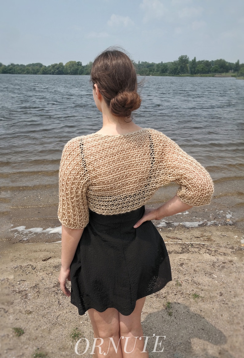 Summer Bolero Shrug Knit, Shrug for Women Handmade Clothing Fall Summer Shrug for Dress Knit Sheer Loose Knitted Bolero Crochet image 1