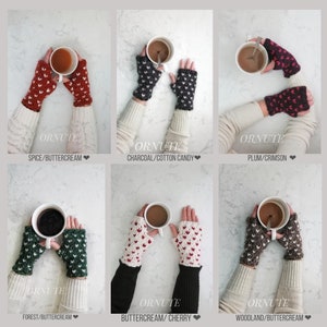 Wool Fingerless Mittens for Women Hand Knit Fair Isle Gloves with Hearts Winter Clothing Handmade Gift For Her/ The Ava Gloves image 8