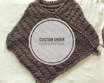 Custom Order for Cynthia: Hand Knitted Chunky Caplet Women's Winter Shawl Sweater PARKER Poncho Taupe M/L