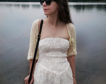 Hand Knit Summer SAMIA Shrug for Dress Sheer Cover up Loose Knitted Bolero