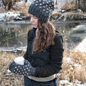 Slouchy Hat and Mittens Set Women Fair Isle Mittens and Wool Knit Hat gift bundle Matching Hat and Mittens Handmade Gift for Her / The Ava afbeelding 2