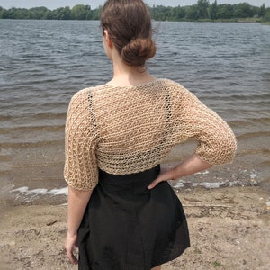 Bolero Shrug for Women, Hand Knit Shrug, Handmade Clothing Fall and Summer Shrug for Dress Knit Sheer Loose Knitted Bolero Crochet image 4