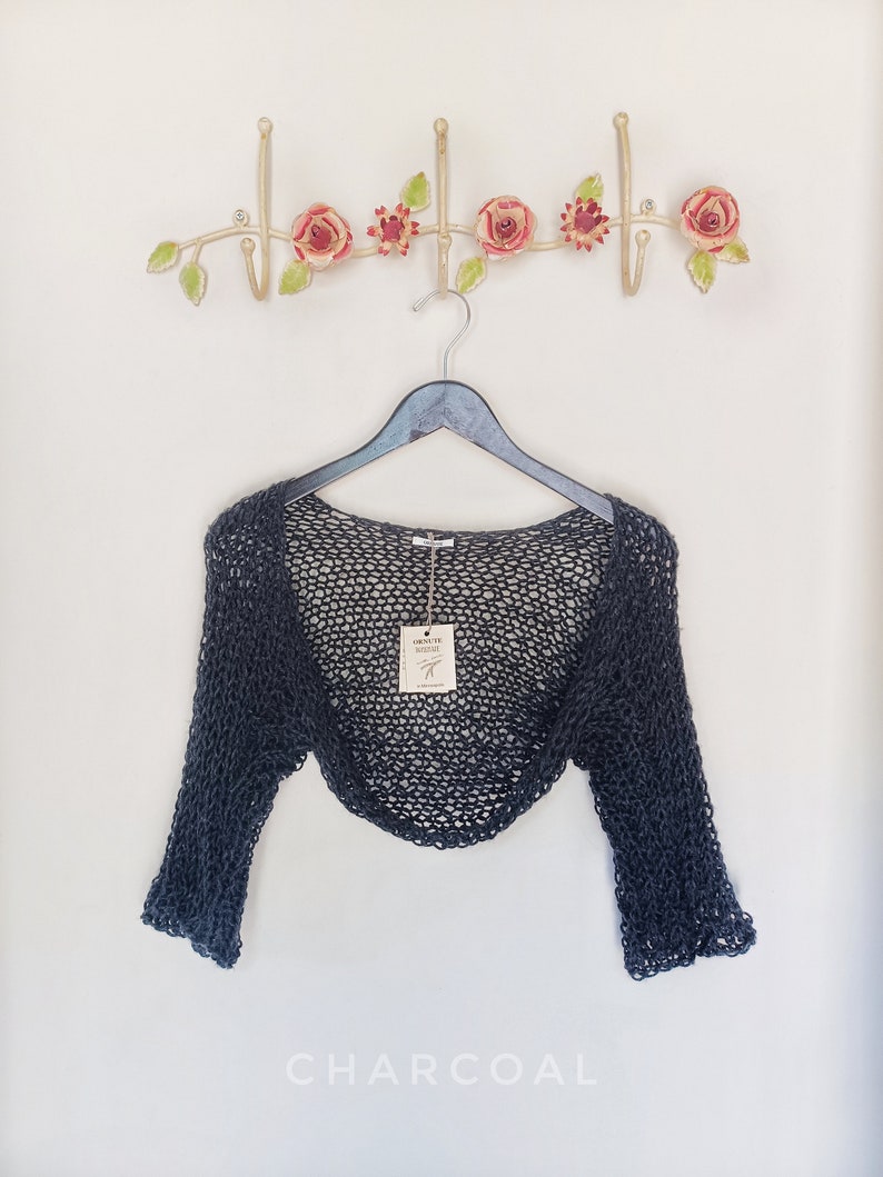 Bolero Shrug for Women, Hand Knit Shrug, Handmade Clothing Fall and Summer Shrug for Dress Knit Sheer Loose Knitted Bolero Crochet image 9