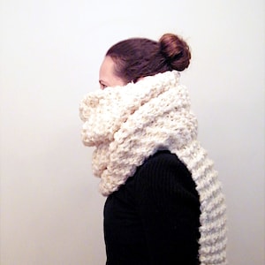 Large Knit Oversized Scarf for Women Long Knitted Scarf Winter Clothing Handmade Gift for Her / The Minnesotan in Cream Ready to Ship image 3