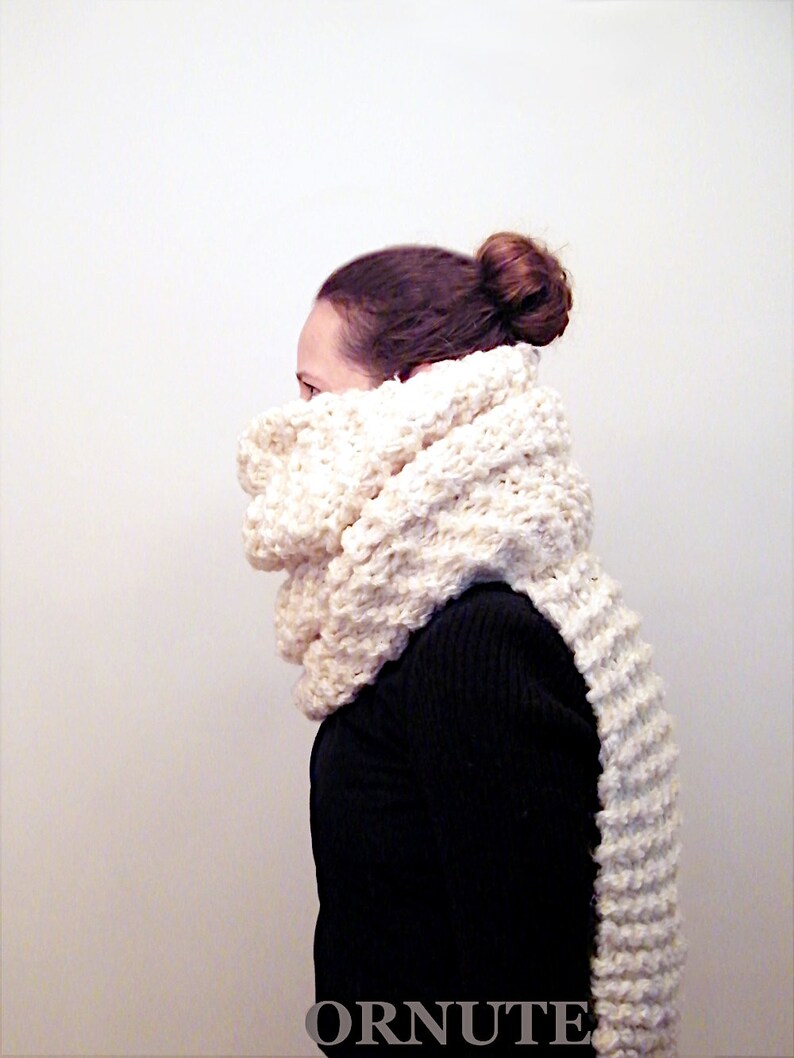 Large Knit Oversized Scarf for Women Long Knitted Scarf Winter Clothing Handmade Gift for Her / The Minnesotan in Cream Ready to Ship image 3