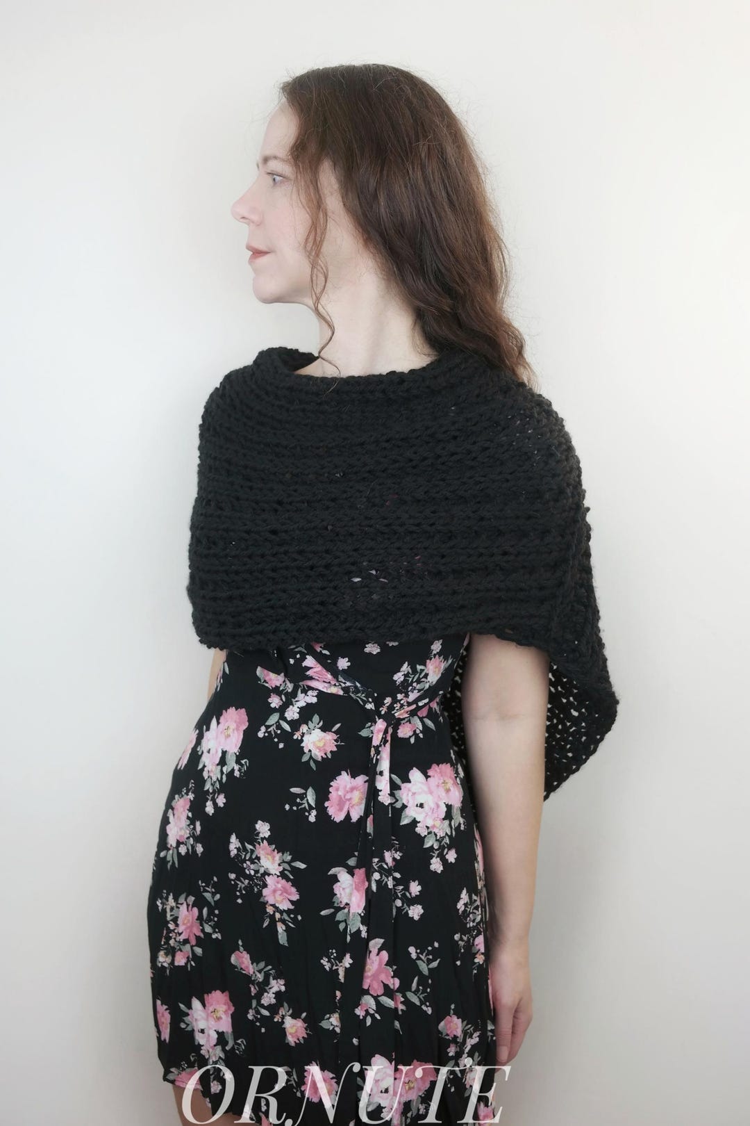 Hand Knitted Chunky Caplet: Women's Handmade Winter Shawl Sweater ...