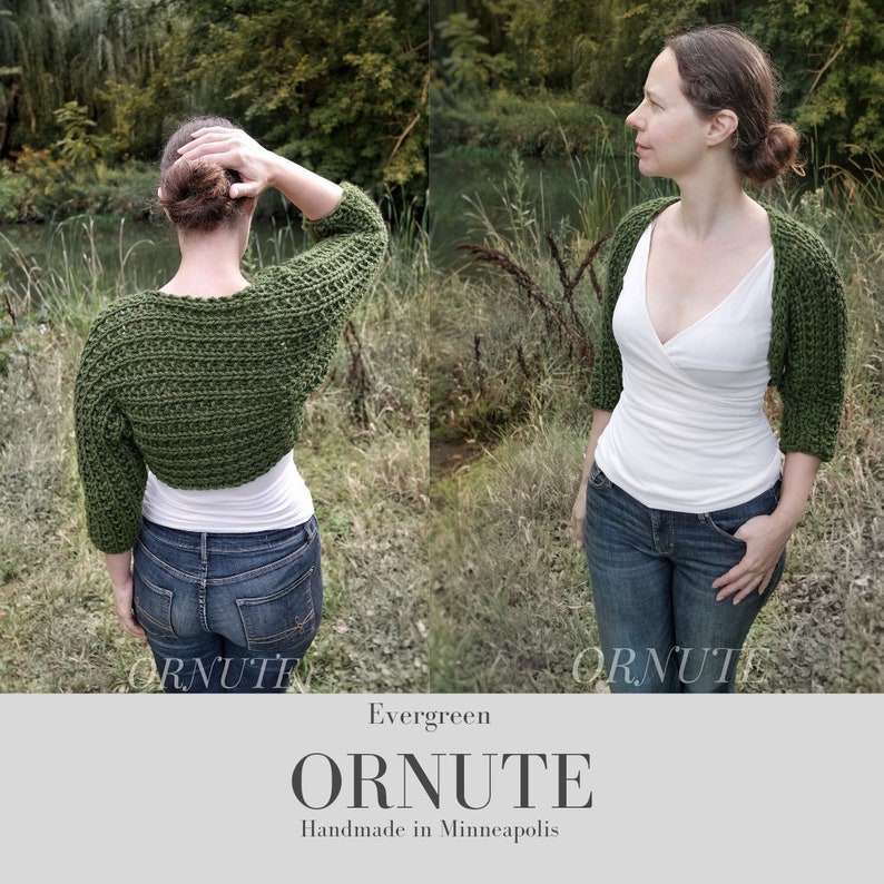 Bolero Shrug Sweater, Hand Knit Chunky Quarter length sleeves Shrug for Women Handmade Clothing Winter Cropped Cardigan /The Shaw Shrug image 7