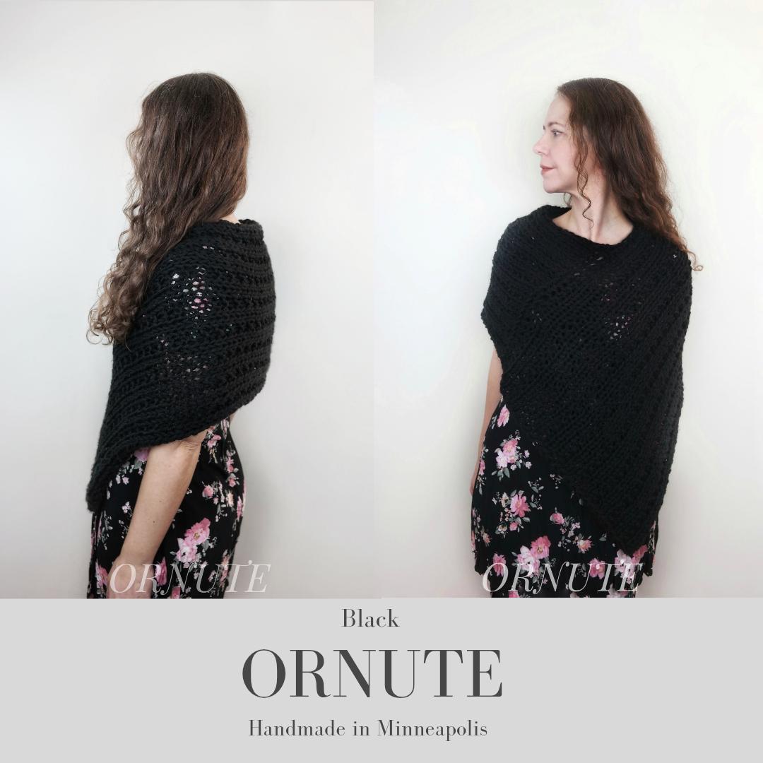 Hand Knitted Chunky Caplet: Women's Handmade Winter Shawl Sweater ...